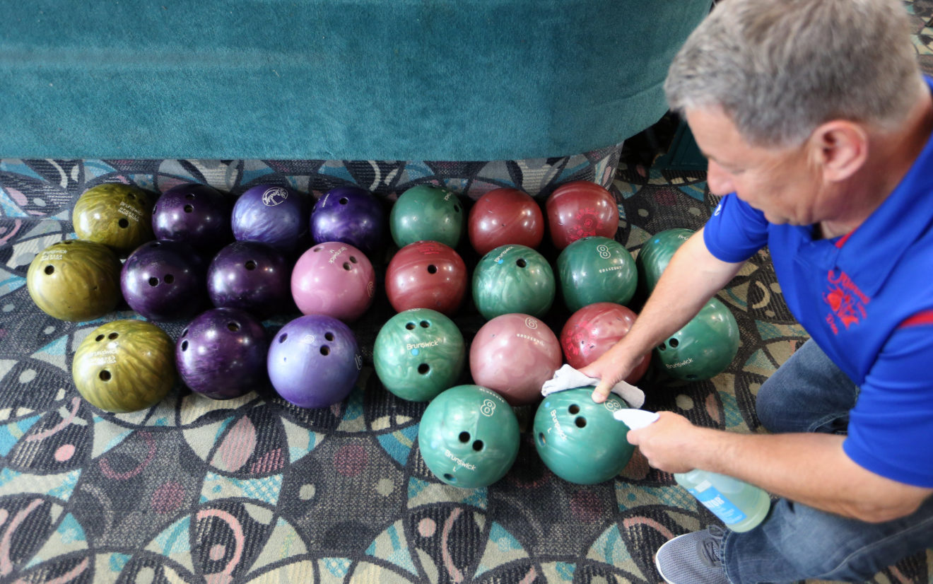 Don Klackner Sanitizing Bowling Balls
