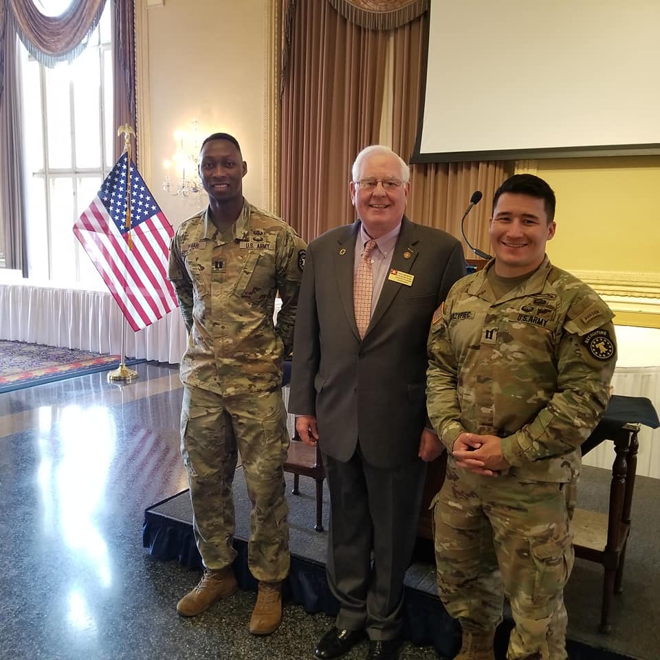 E. T. Beckette and 2 Army Recruiters at STL Rotary on 3-18-21
