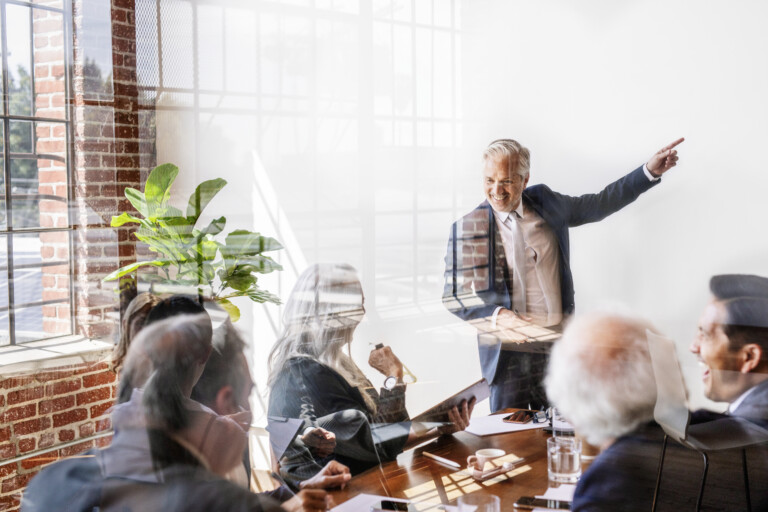 Successful senior businessman in a meeting