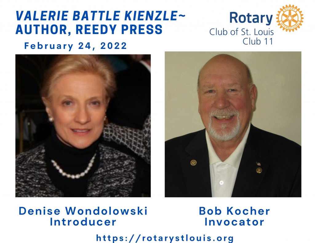 Denise Wondolowski, Introducer and Bob Kocher, Invocator 2-24-22 at St. Louis, Rotary Club