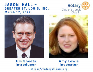 Jim Sheets, Introducer and Amy Lewis, Invocator - March 17, 2022 at St. Louis Rotary Club Lunch