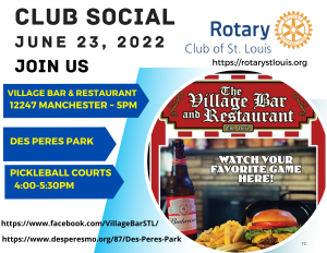 St. Louis Rotary Club Social and Pickleball 6-23-22