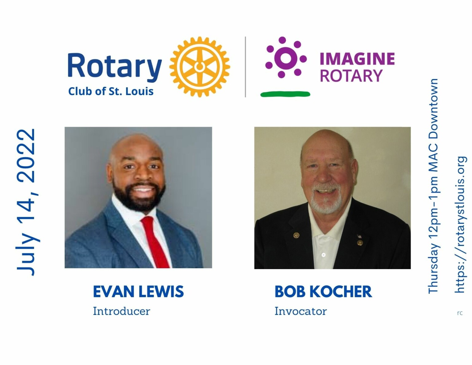 Program leaders 7-14-22 Evan Lewis, Introducer & Bob Kocher, Invocator