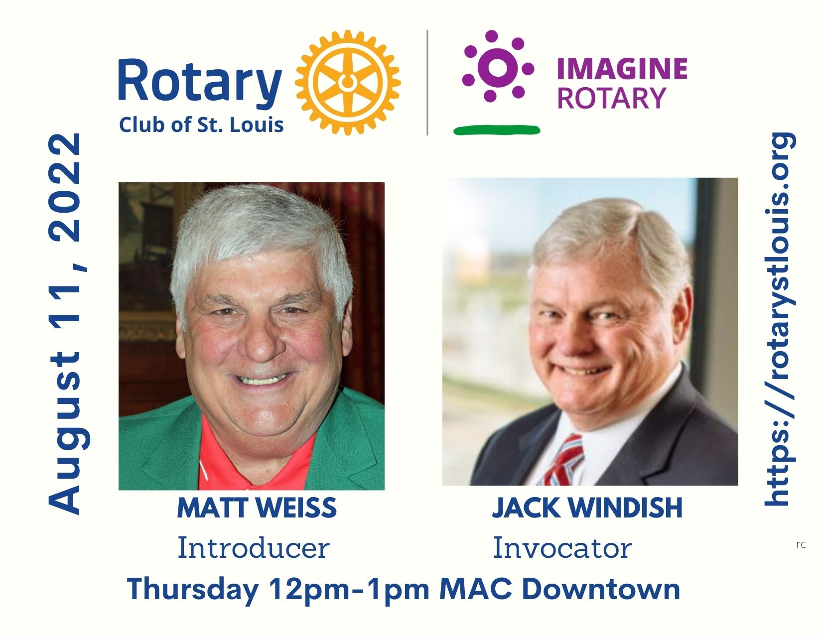 Matt Weiss, Introducer & Jack Windish, Invocator 8-11-22 at St. Louis Rotary