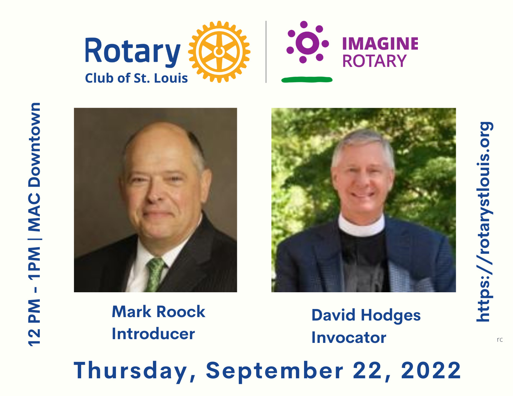 mark roock, introducer and david hodges, invocator at st louis rotary 9-22-22