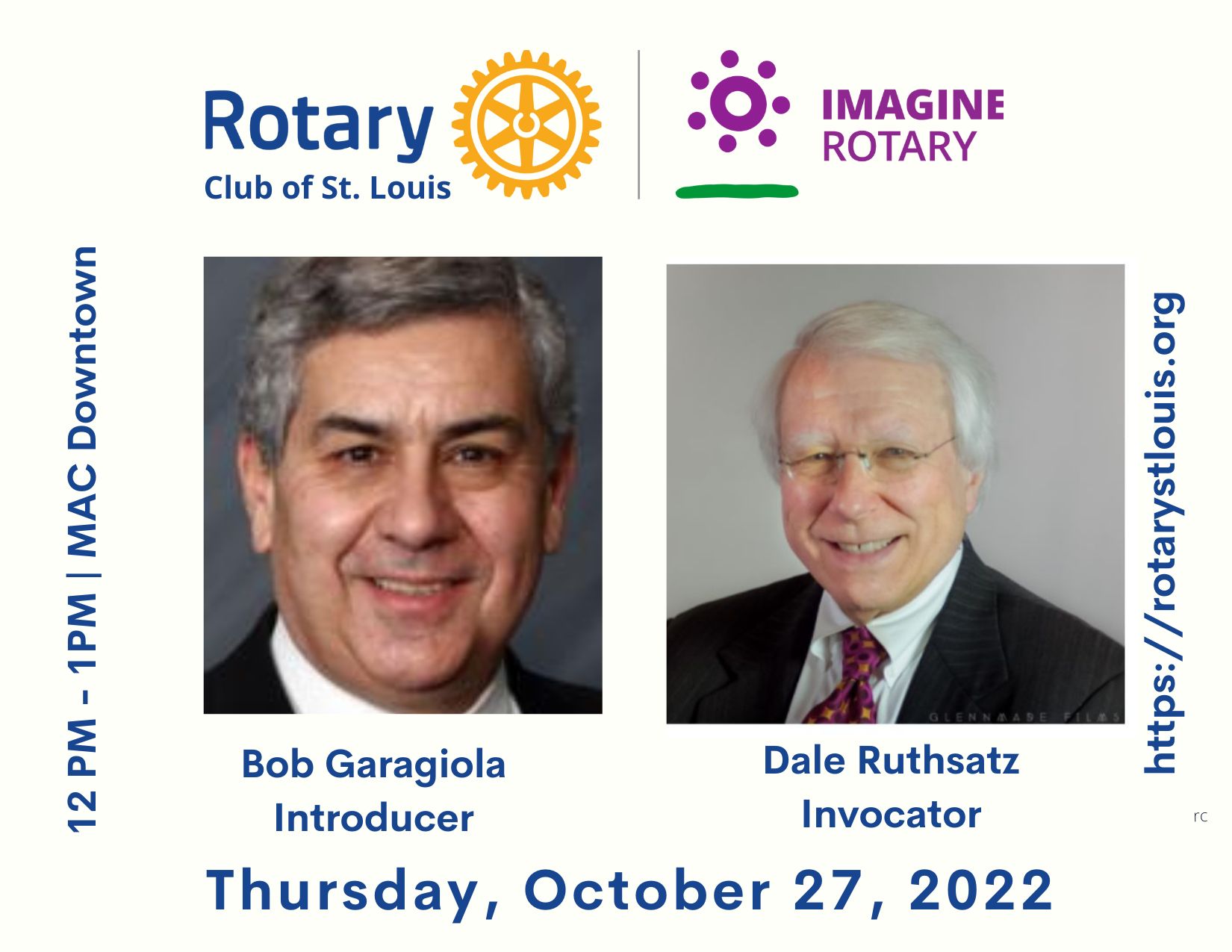 Bob Garagiola, Introducer & Dale Ruthsatz, Invocator 10-27-22 @ St. Louis Rotary Club
