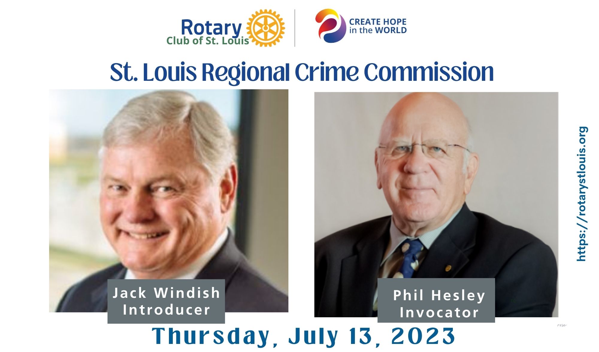 J windish, introducer; p helsey, invocator july 13, 2023 at st. louis rotary