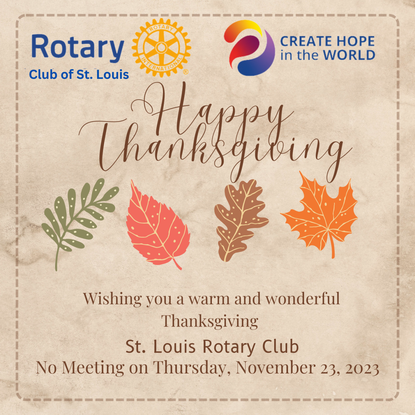 Happy Thanksgiving 11-23-24 - No Rotary Meeting Today