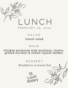 Lunch menu 2-29-24