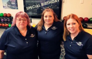 Lilies of the Alley with their new bowling shirts (Michaels team)