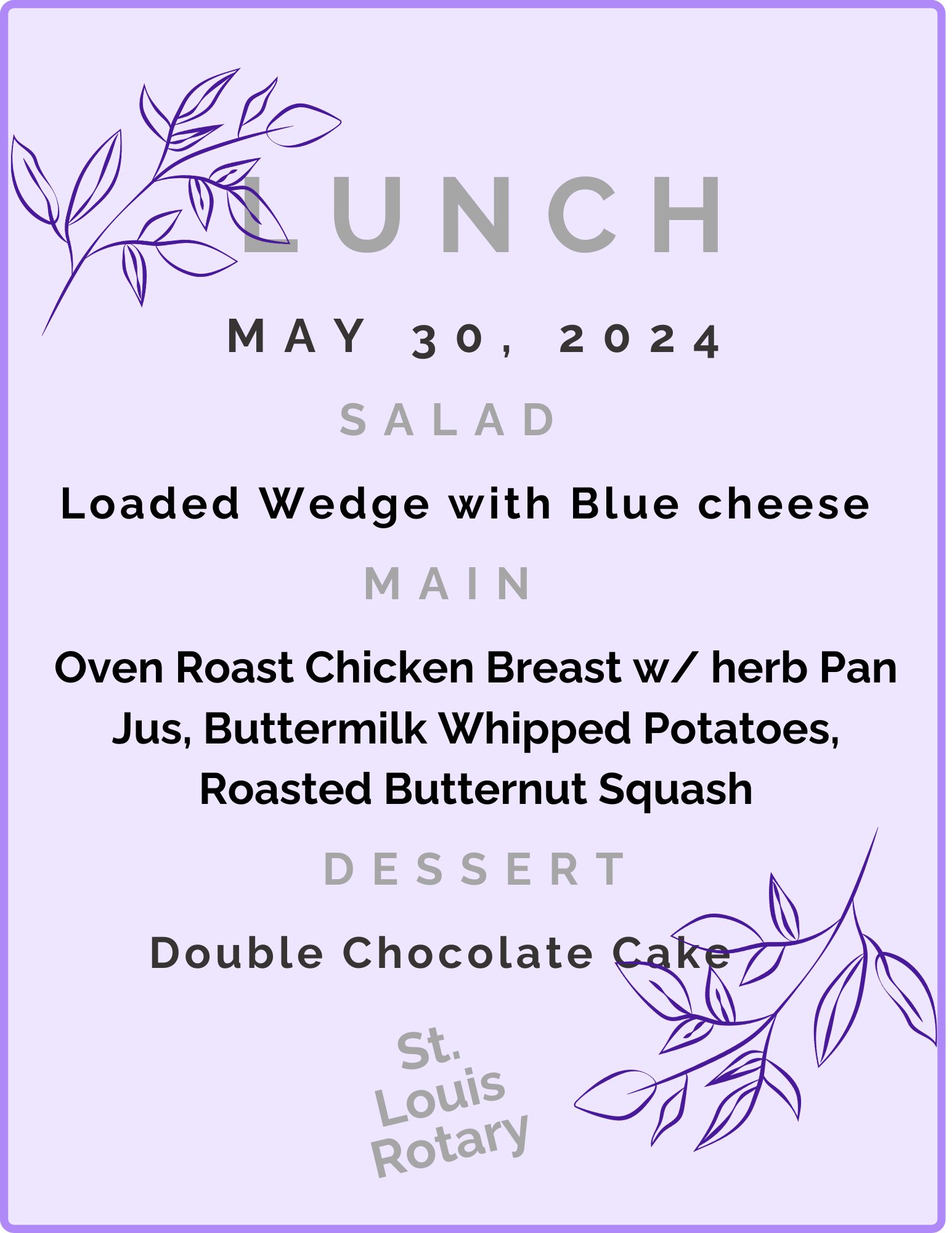 May 30, 2024 Lunch Menu