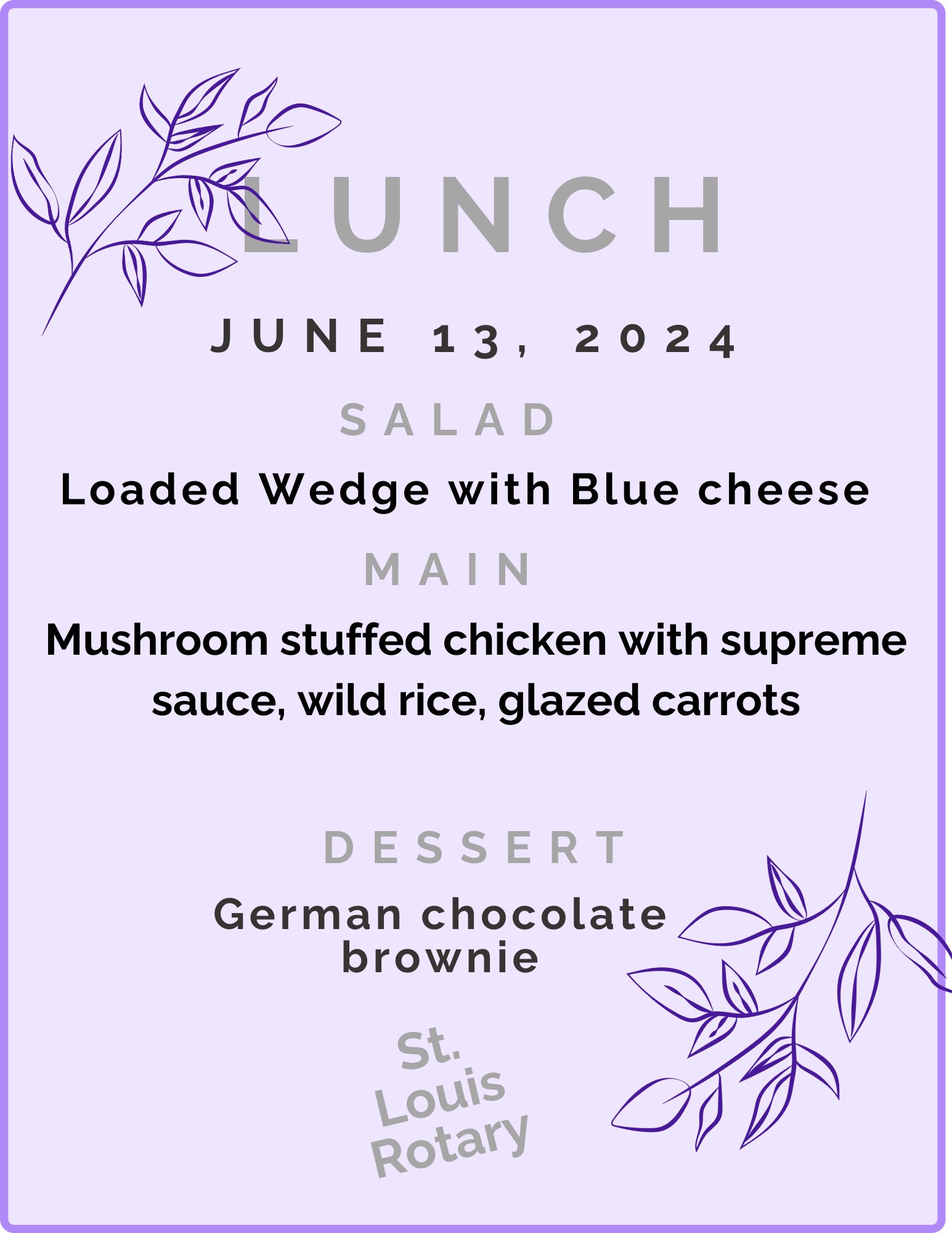 June 13, 2024 Lunch Menu