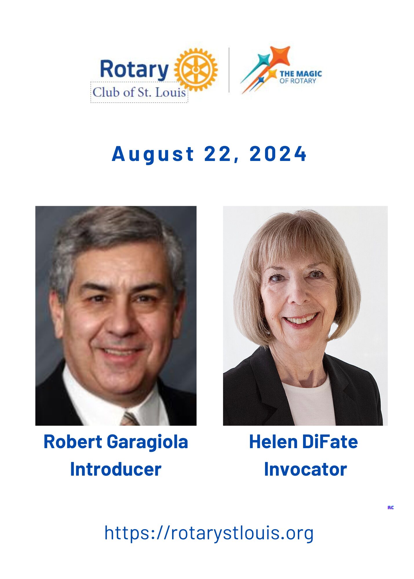 Robert Garagiola , Introducer and Helen DiFate, Invocator 8-22-24