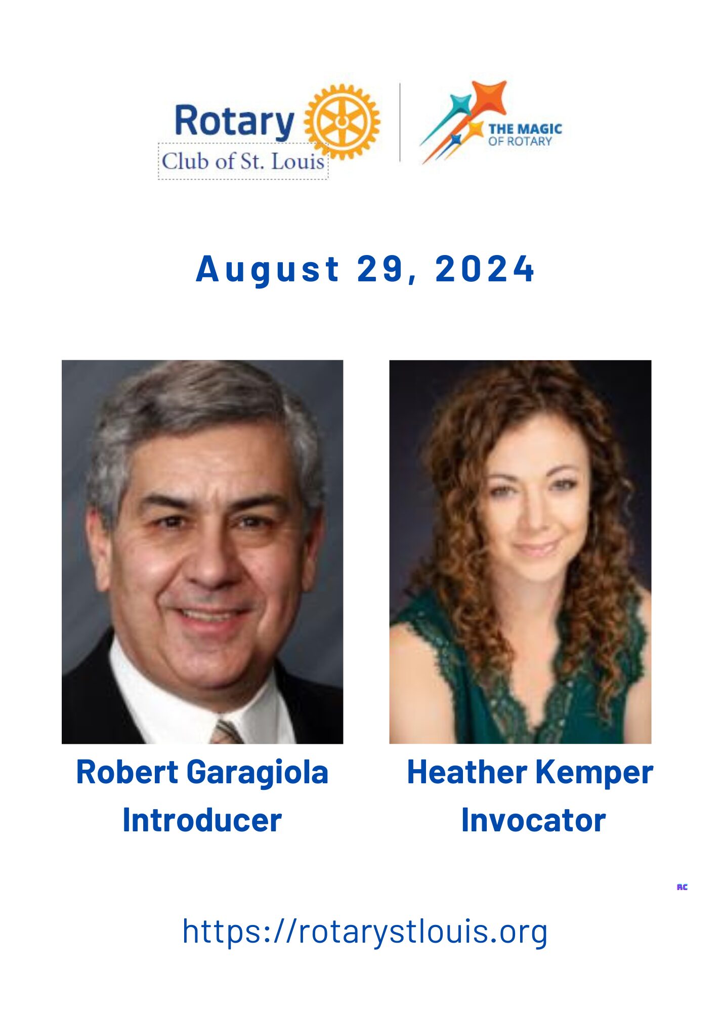 Bob Garagiola, Introducer and Heather Kemper, Invocator