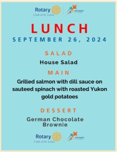 Lunch Menu 9-26-24 at St. Louis Rotary Club