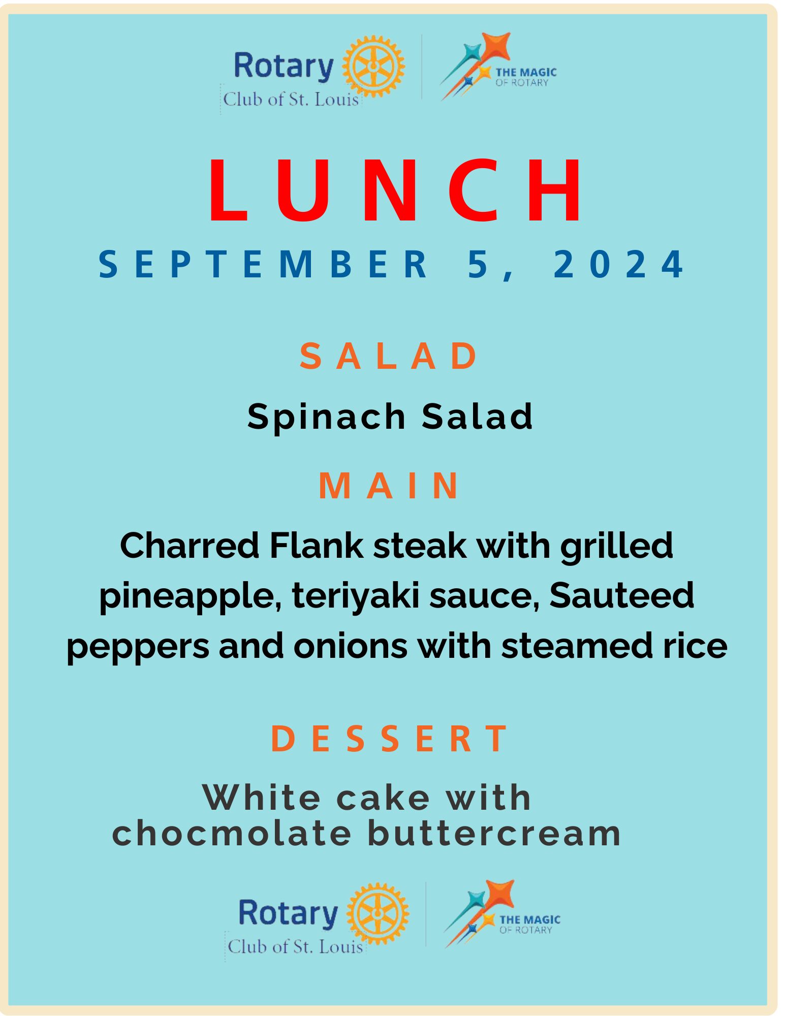 Lunch menu 9-5-24