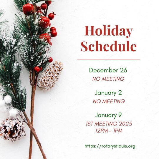 Holiday Schedule of Meedtings